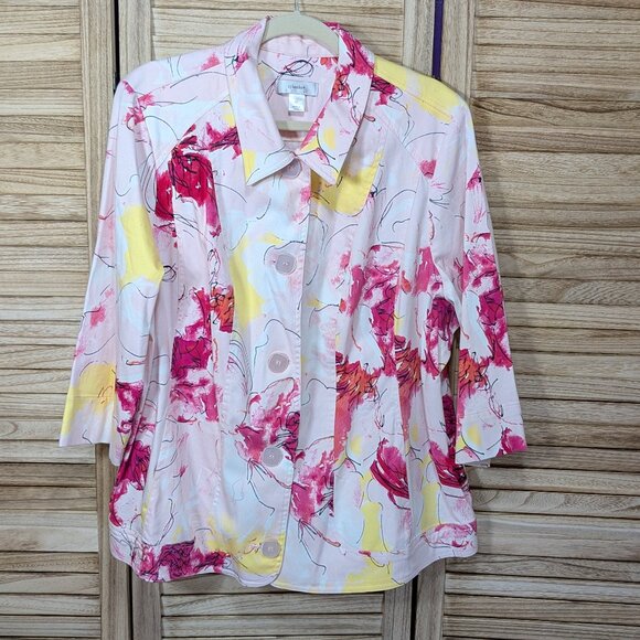 CJ Banks Floral Button-Up Jacket Size 2X - Picture 1 of 9